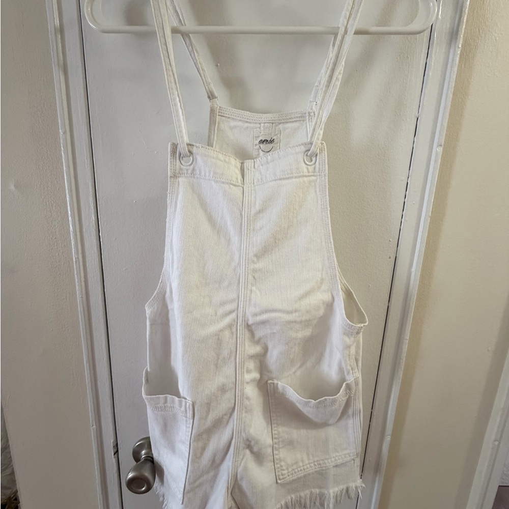 Aerie White Denim Overalls
